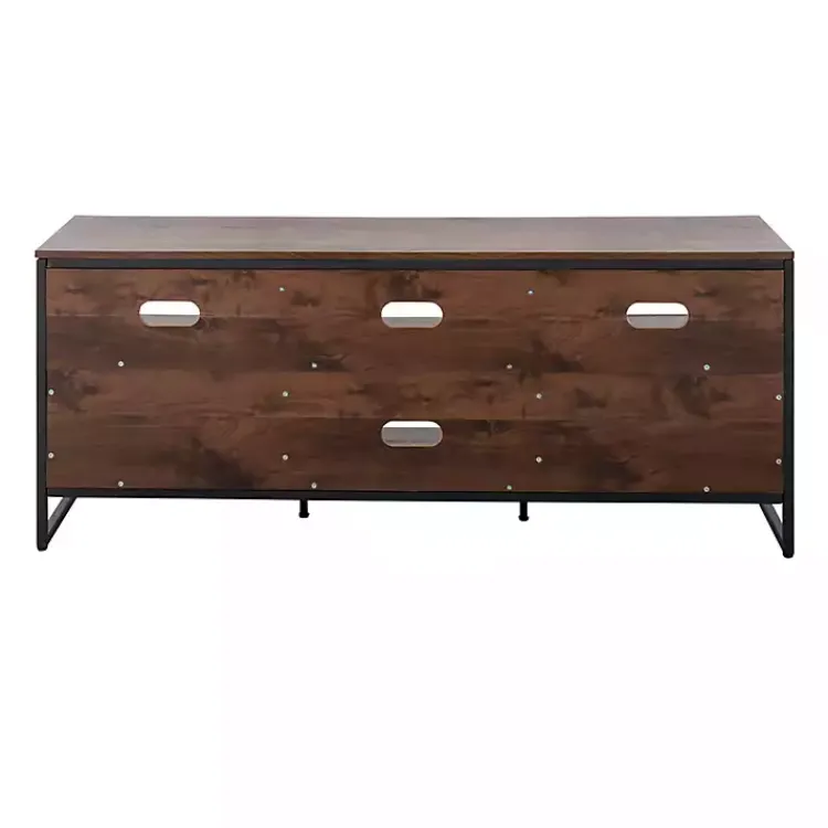 Kirklands Home Tv Stands & Media Consoles|Walnut Wood and Black Steel Media Stand Brown