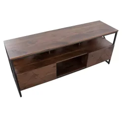 Kirklands Home Tv Stands & Media Consoles|Walnut Wood and Black Steel Media Stand Brown