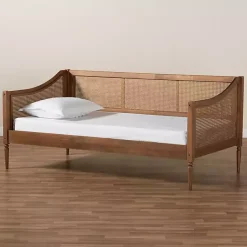 Kirklands Home Beds & Headboards|Walnut Wood and Rattan Twin Daybed Brown