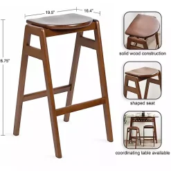 Kirklands Home Bar Stools & Counter Height Stools|Walnut Wood Backless Bar Stool Brown