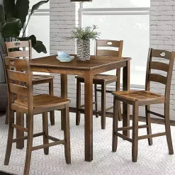 Kirklands Home Dining Sets|Walnut Wood Brooke 5-pc. Counter Height Set Brown