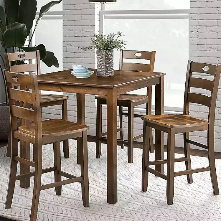 Kirklands Home Dining Sets|Walnut Wood Brooke 5-pc. Counter Height Set Brown