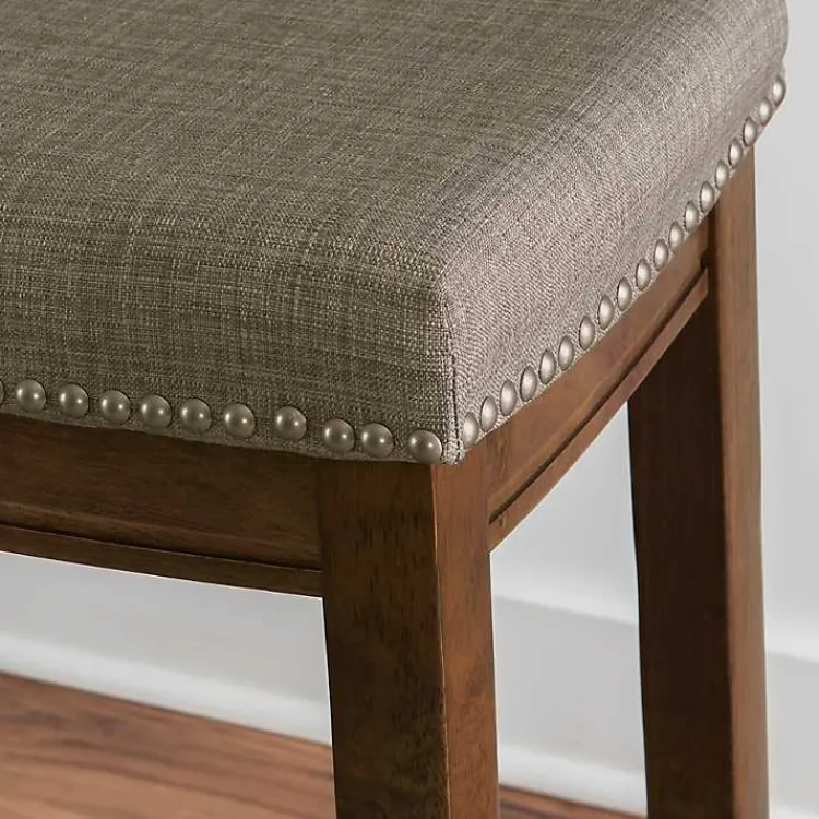 Kirklands Home Bar Stools & Counter Height Stools|Walnut Wood Counter Stool with Cushion Gray