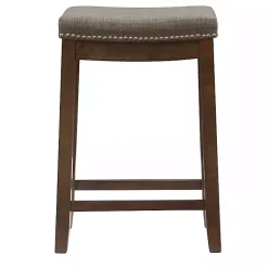 Kirklands Home Bar Stools & Counter Height Stools|Walnut Wood Counter Stool with Cushion Gray