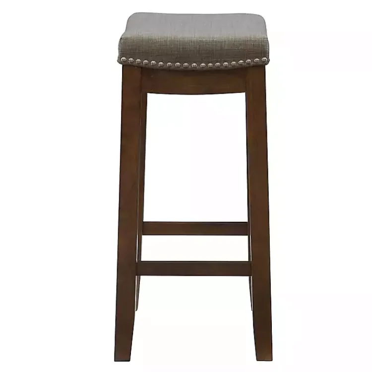 Kirklands Home Bar Stools & Counter Height Stools|Walnut Wood Counter Stool with Cushion Gray