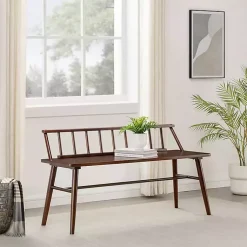 Kirklands Home Benches & Ottomans|Walnut Wood Low Back Spindle Bench Brown