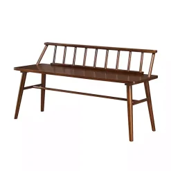 Kirklands Home Benches & Ottomans|Walnut Wood Low Back Spindle Bench Brown