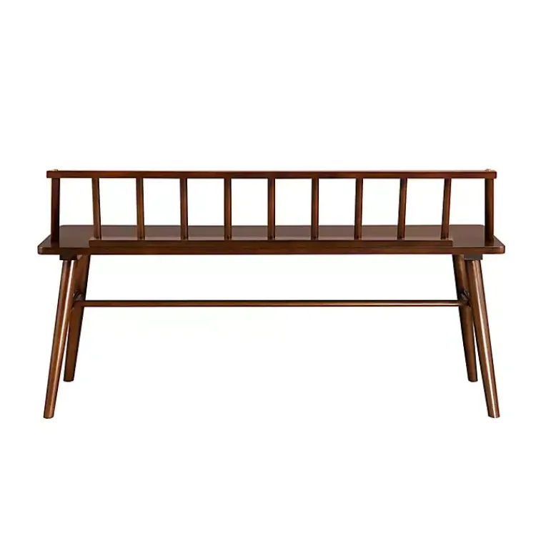 Kirklands Home Benches & Ottomans|Walnut Wood Low Back Spindle Bench Brown