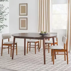 Kirklands Home Dining Tables|Walnut Wood Oval Dining Table with Leaf Brown