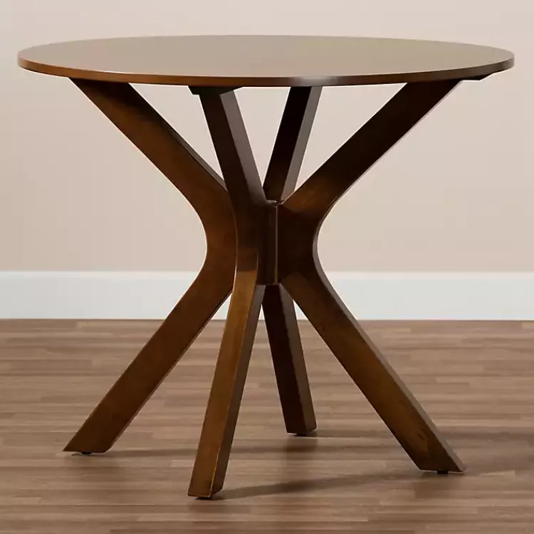 Kirklands Home Dining Tables|Walnut Wood Round Kenji Small Dining Table Brown