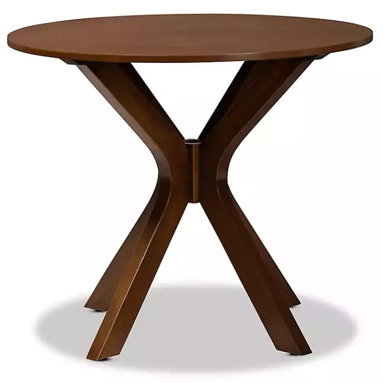 Kirklands Home Dining Tables|Walnut Wood Round Kenji Small Dining Table Brown