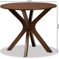 Kirklands Home Dining Tables|Walnut Wood Round Kenji Small Dining Table Brown