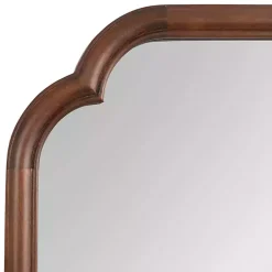 Kirklands Home Decorative Mirrors|Walnut Wood Scallop Wall Mirror Brown