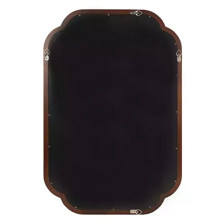Kirklands Home Decorative Mirrors|Walnut Wood Scallop Wall Mirror Brown