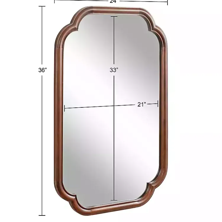 Kirklands Home Decorative Mirrors|Walnut Wood Scallop Wall Mirror Brown
