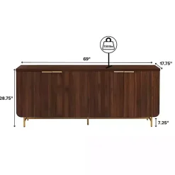 Kirklands Home Cabinets & Sideboards|Walnut Wood Scandinavian 4-Door Sideboard Brown