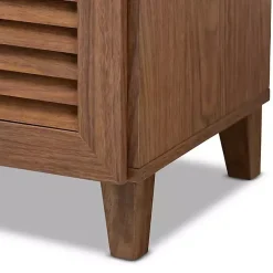 Kirklands Home Entryway Furniture|Walnut Wood 11-Shelf Paneled Shoe Cabinet Brown