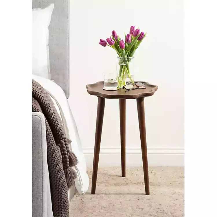 Kirklands Home Accent & End Tables|Walnut Wood Wavy Accent Table Brown