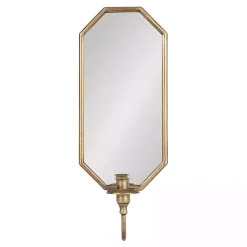 New Wardelle Antique Gold Mirrored Taper Candle Sconce Sconces