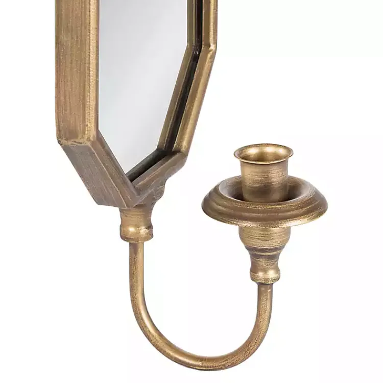 New Wardelle Antique Gold Mirrored Taper Candle Sconce Sconces