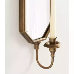 New Wardelle Antique Gold Mirrored Taper Candle Sconce Sconces