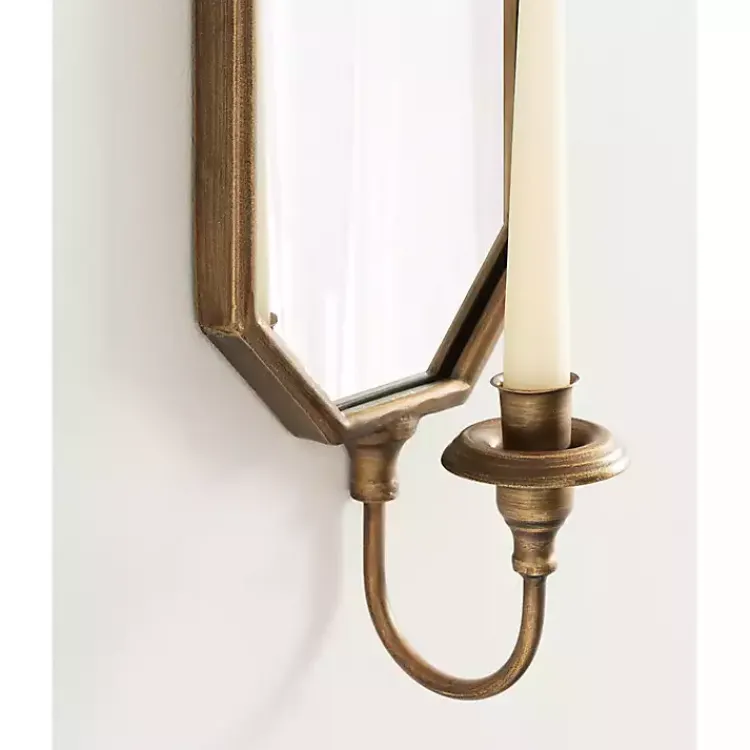 New Wardelle Antique Gold Mirrored Taper Candle Sconce Sconces