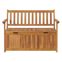 Kirklands Home Outdoor Seating|Warm Acacia Wood Slatted Outdoor Storage Bench Brown