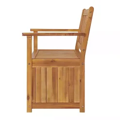 Kirklands Home Outdoor Seating|Warm Acacia Wood Slatted Outdoor Storage Bench Brown