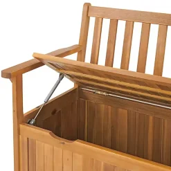 Kirklands Home Outdoor Seating|Warm Acacia Wood Slatted Outdoor Storage Bench Brown