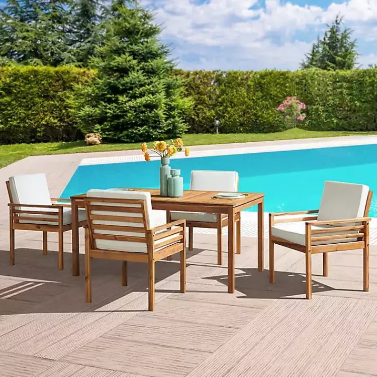 Kirklands Home Outdoor Sets|Warm Acacia Wood Slatted 5-pc. Outdoor Dining Set