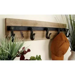 Kirklands Home Hooks|Warm Brown Industrial Iron Wall Hooks