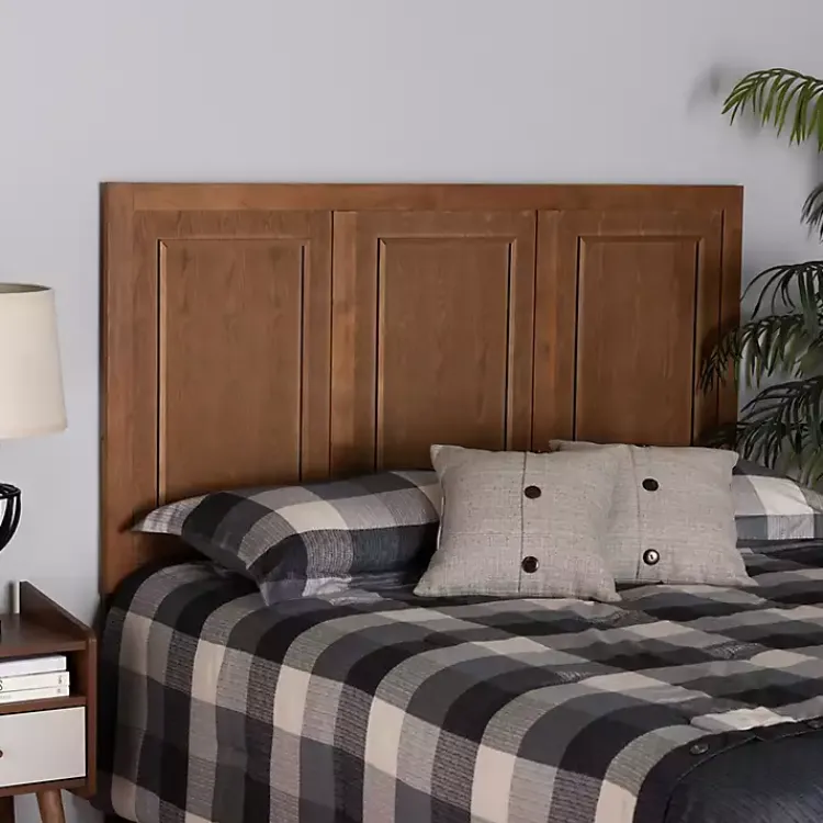 Kirklands Home Beds & Headboards|Warm 3-Panel Wood Full Headboard Brown