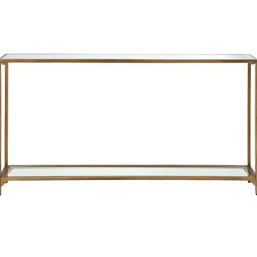 Kirklands Home Entryway Furniture|Warm en Mirrored Top Console Table Gold