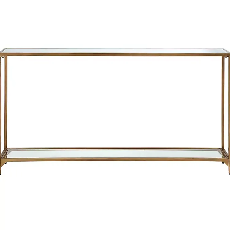 Kirklands Home Entryway Furniture|Warm en Mirrored Top Console Table Gold