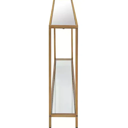 Kirklands Home Entryway Furniture|Warm en Mirrored Top Console Table Gold