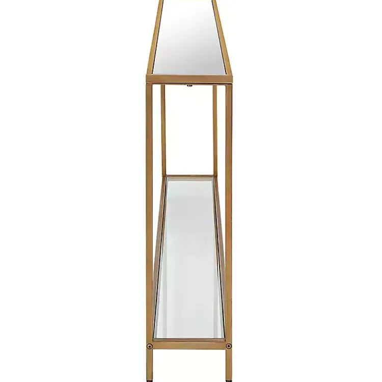 Kirklands Home Entryway Furniture|Warm en Mirrored Top Console Table Gold