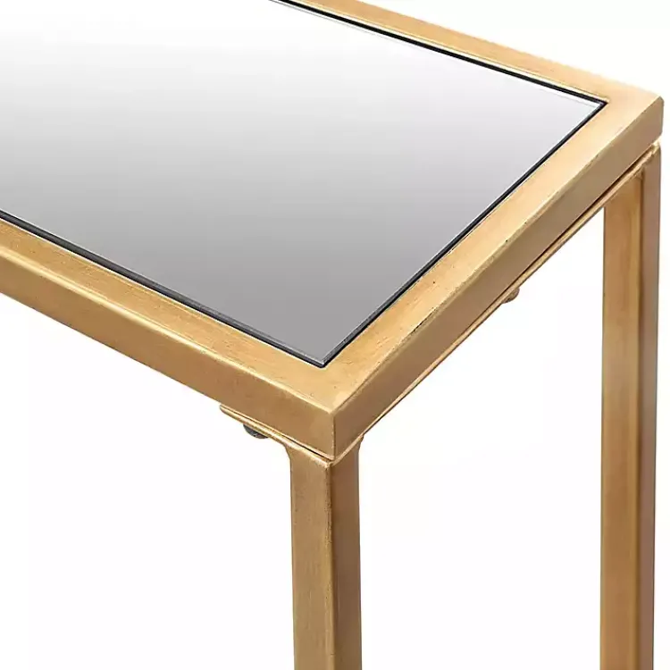 Kirklands Home Entryway Furniture|Warm en Mirrored Top Console Table Gold