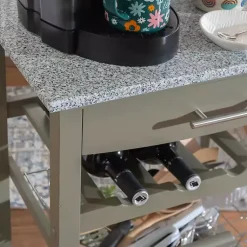 Kirklands Home Kitchen Islands & Bar Carts|Warm Rolling Kitchen Cart with Granite Top Gray
