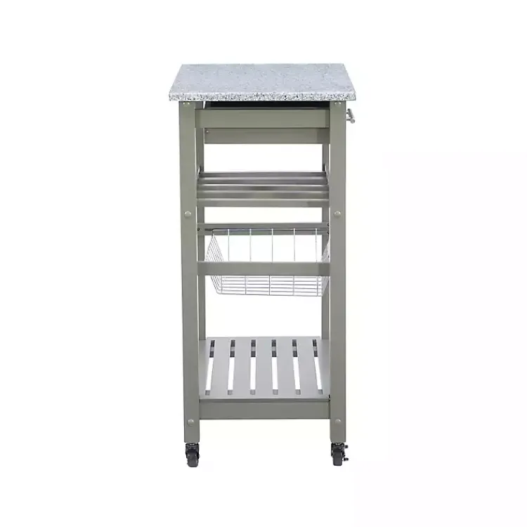 Kirklands Home Kitchen Islands & Bar Carts|Warm Rolling Kitchen Cart with Granite Top Gray