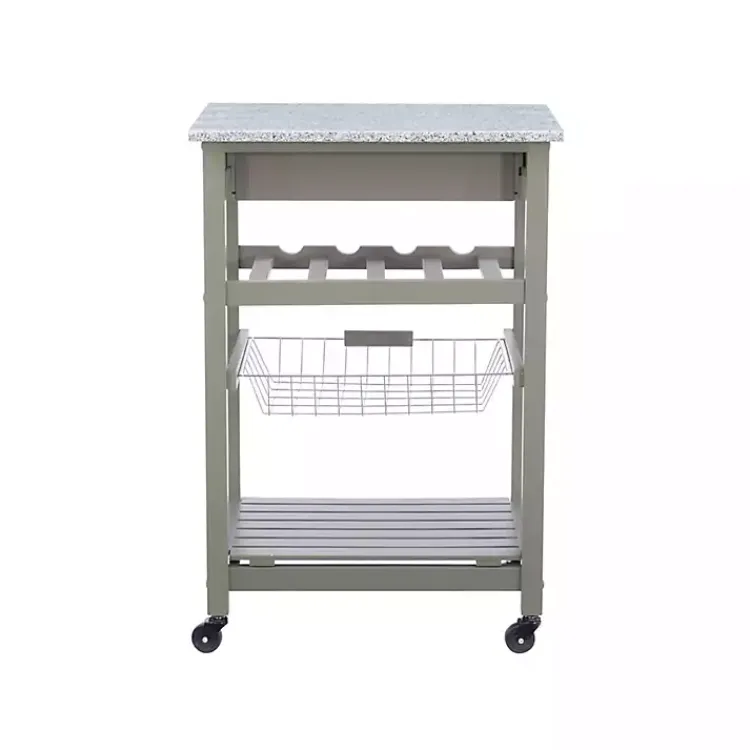 Kirklands Home Kitchen Islands & Bar Carts|Warm Rolling Kitchen Cart with Granite Top Gray