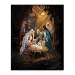 Best Warm Nativity Scene Canvas Art Print, 16x20 in. Christmas Art & Wall Decor