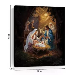 Best Warm Nativity Scene Canvas Art Print, 16x20 in. Christmas Art & Wall Decor