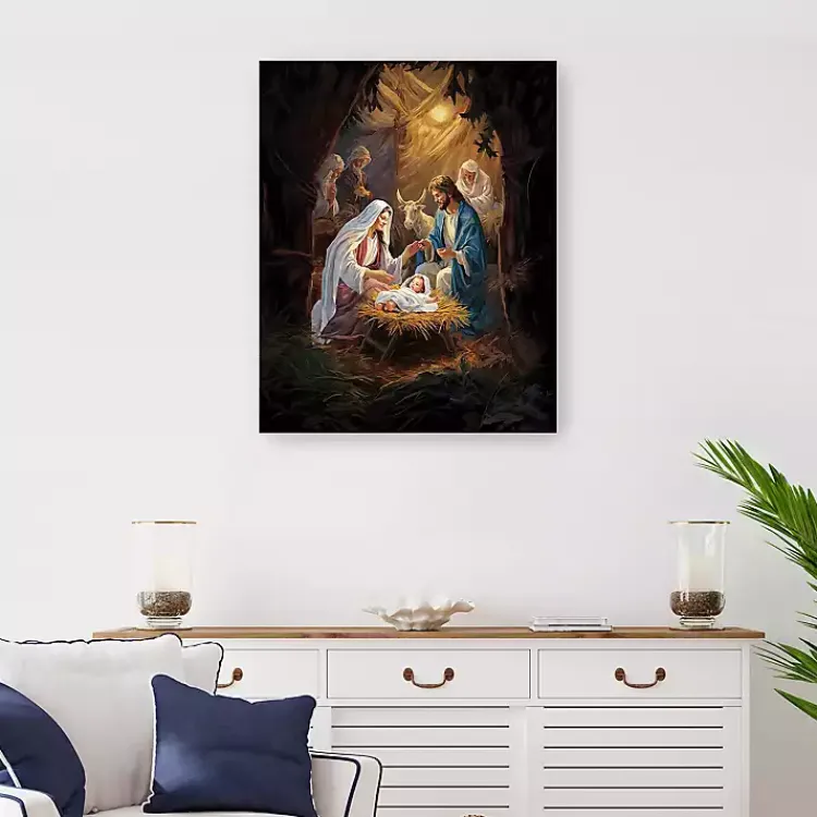 Sale Warm Nativity Scene Canvas Art Print, 24x30 in. Christmas Art & Wall Decor