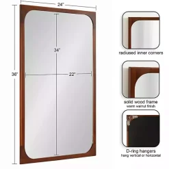 Kirklands Home Decorative Mirrors|Warm Walnut Rounded Rectangle Wall Mirror
