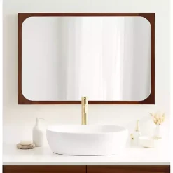 Kirklands Home Decorative Mirrors|Warm Walnut Rounded Rectangle Wall Mirror