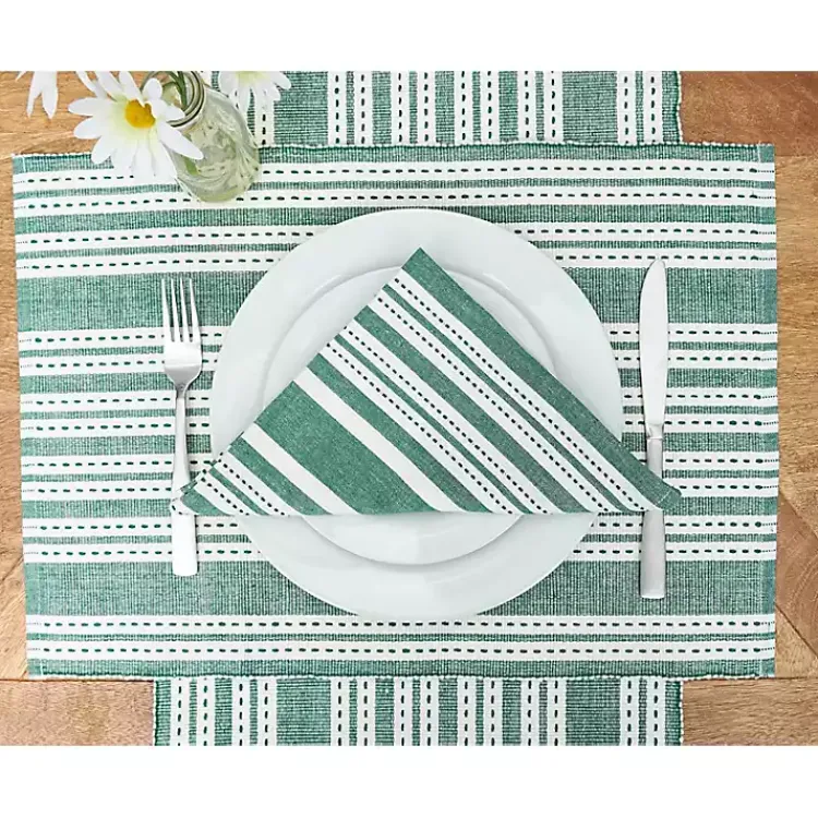 Kirklands Home Table Linens|Warner Emerald Stripe Placemats, Set of 6