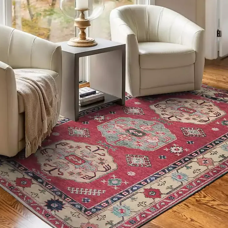 Kirklands Home Area Rugs|Washable Shary Coral Area Rug, 5x7 Pink