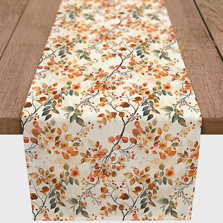 Outlet Watercolor Autumn Botanicals Table Runner, 90 in. Fall