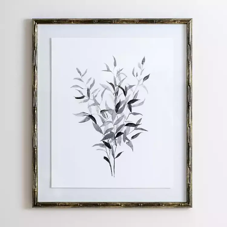 Kirklands Home Framed Art|Watercolor Bamboo Leaves Framed Art Print