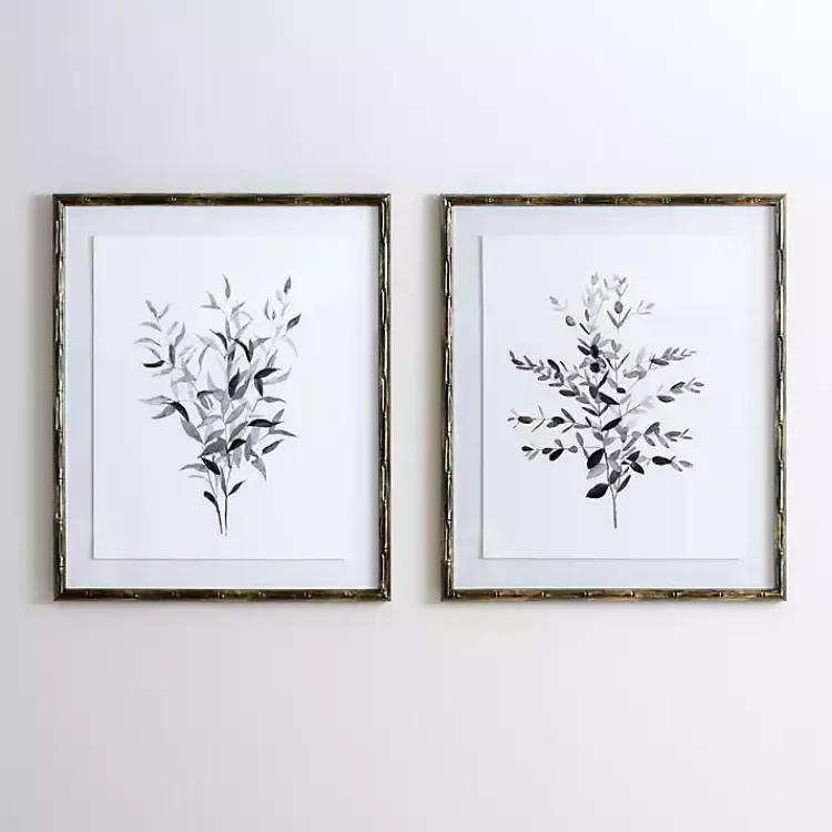 Kirklands Home Framed Art|Watercolor Bamboo Leaves Framed Art Print